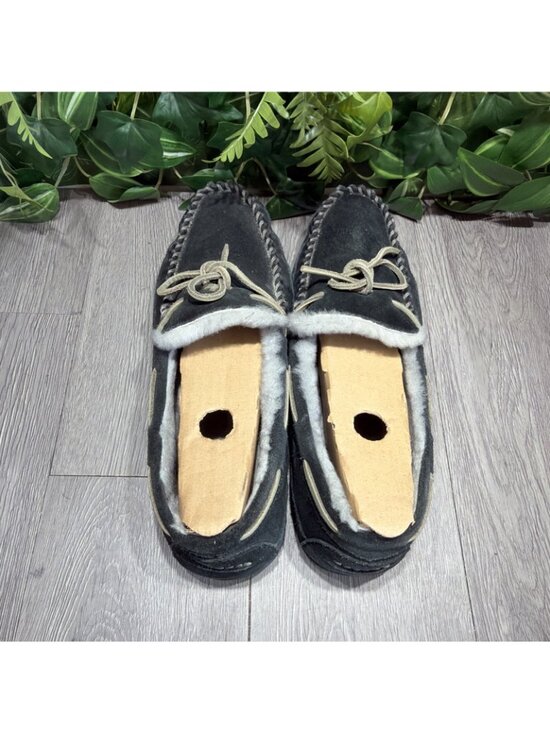 LL Bean Slippers Men Size 12 M Shoes Black Sheepskin Shearling Moccasins main image 8